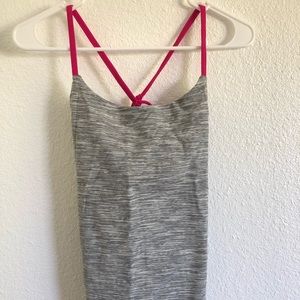Lululemon Grey and Pink Workout Tank-top